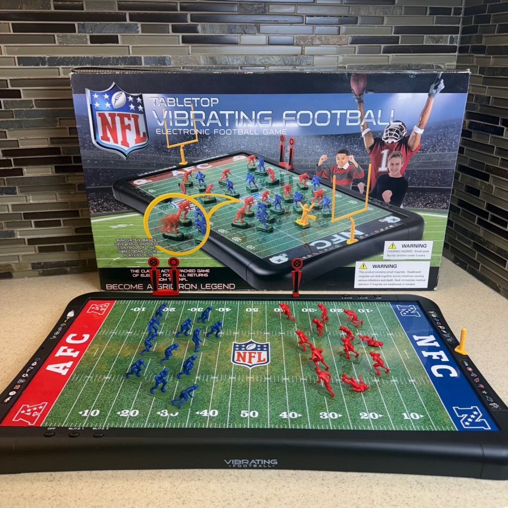 NFL Tabletop Vibrating Football Electronic Game 2010 Tested Works Missing Pieces